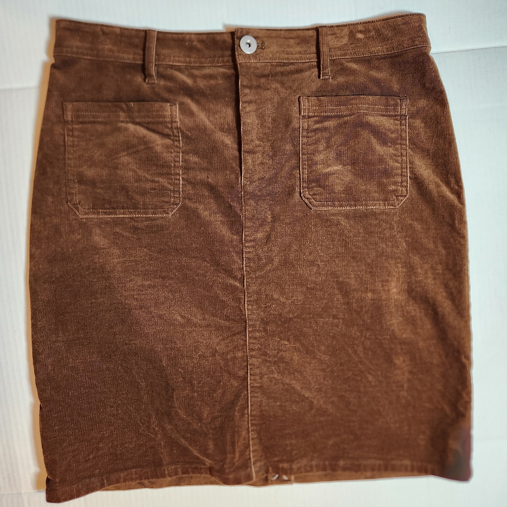 J. Jill Corduroy Chocolate Brown Mini Skirt Womens Size 8